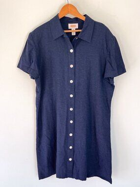 Vintage Linen Blend Button Down Dress